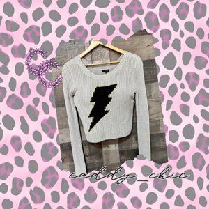 NWT Bongo Cropped Graphic Bolt Sweater